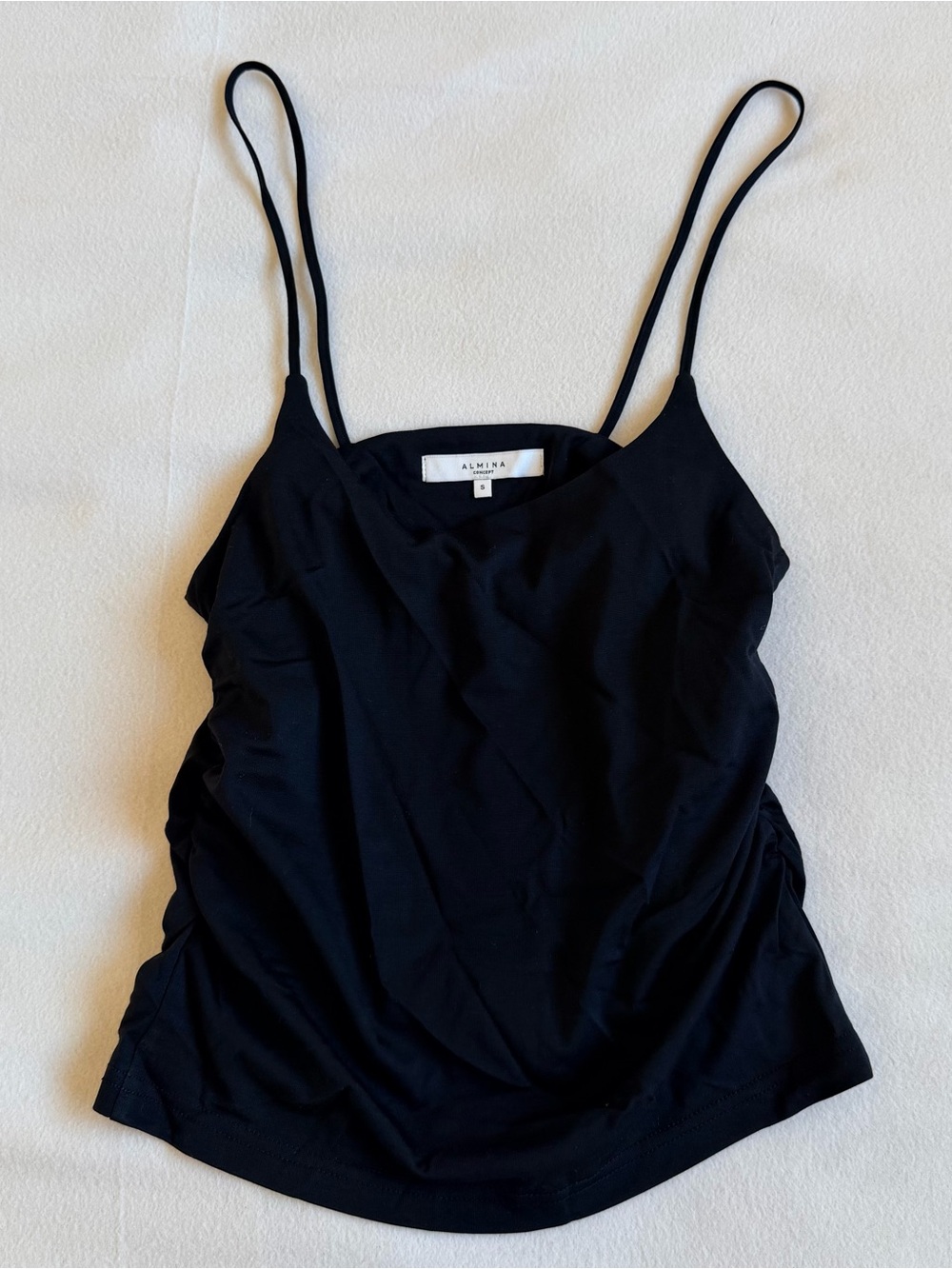 Almina Draped Ruched Cami Black
